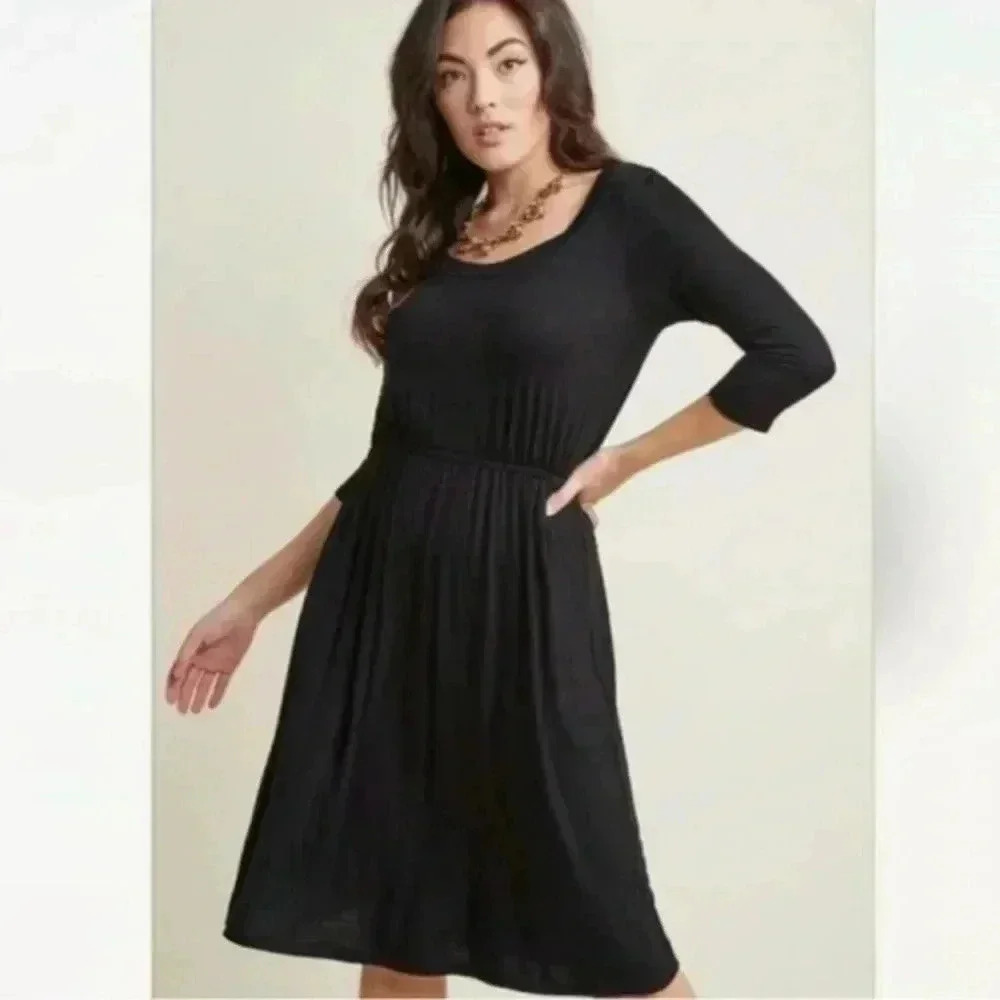 Women’s 3/4 Sleeve Mid‎ Length Black Dress Size XL